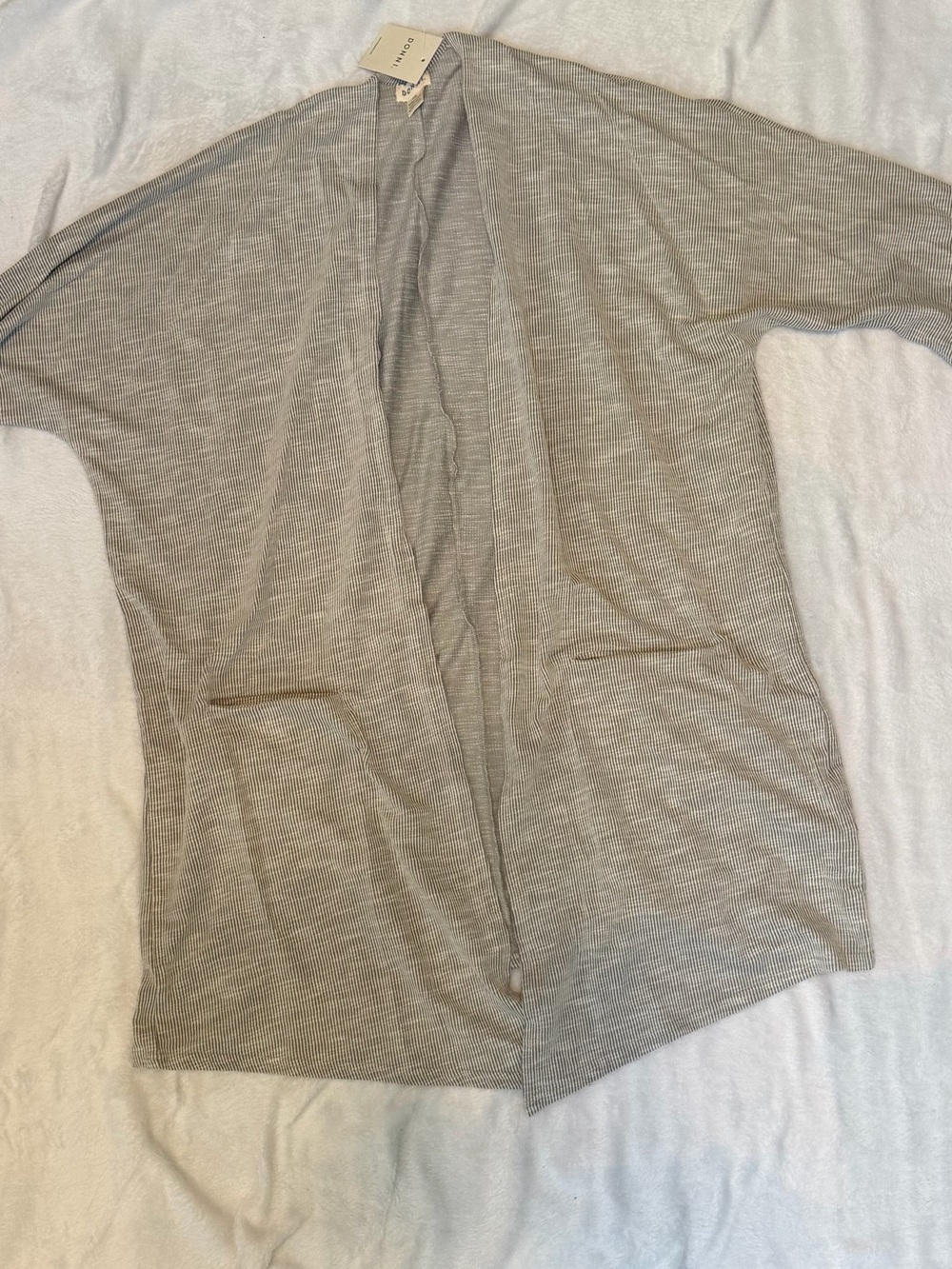 Donni One Size Fits Most Gray Stripe Open Front Dolman Cardigan NWT